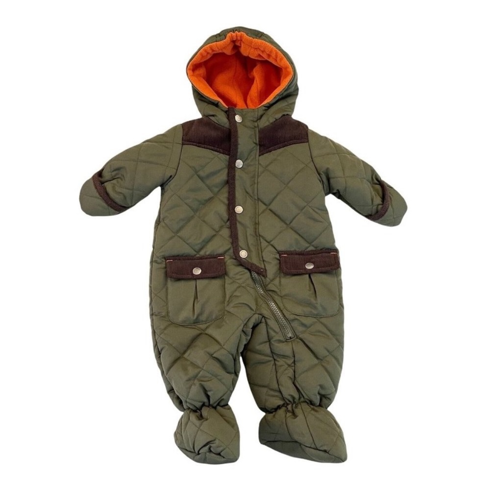 Rothschild Snowsuit Baby Bunting Boys Size 6 Months 0-6mo Green Fleece Lined